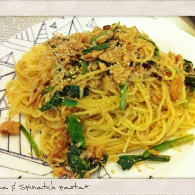 ツナとほうれん草のパスタ