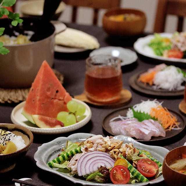 【献立】栗ご飯とアラのお刺身と冷しゃぶサラダと。～白いとうもろこし「ピュアホワイト」がとんでもなく美味しかった話～