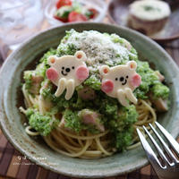 ハンブレでお手軽に☆ブロッコリーと角切りハムの鮮やかパスタ