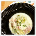 トロトロ白菜と豚バラ肉の豆乳スープと始まりました。