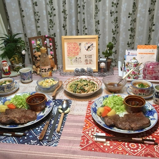 肉肉しいステーキ晩御飯