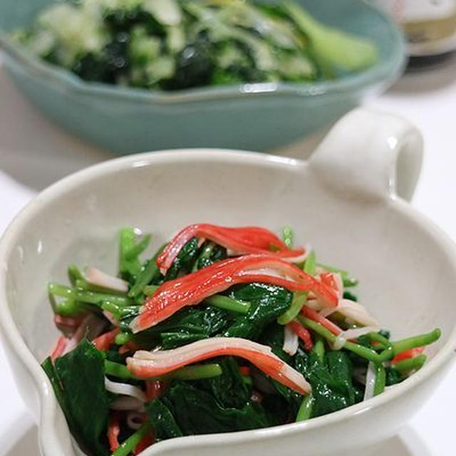 香り美味しいミツバとカニカマのぽん酢和え