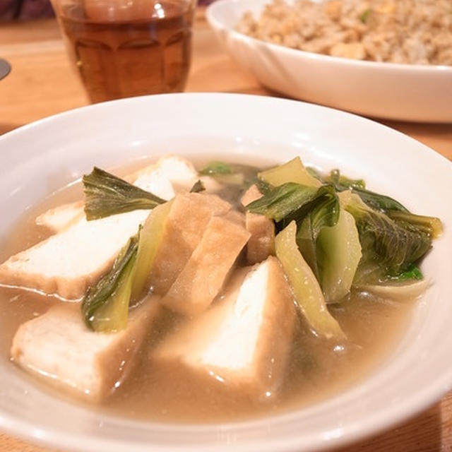 青梗菜好きになりました。青梗菜と厚揚げのたいたん（煮物）｜長野県望月少年自然の家で、天然のスケートリンクを堪能。グリーンパパプロジェジェクト