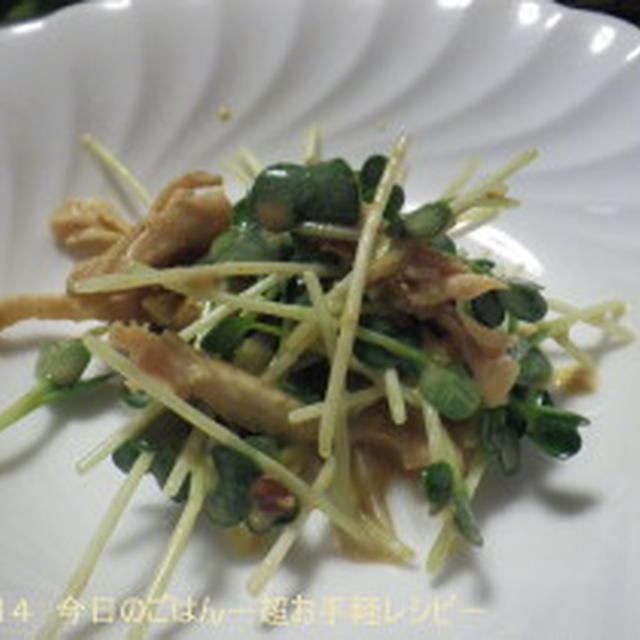 蒸し鶏とかいわれのカレーマヨサラダ　レンジでチン♪で(^_-)-☆