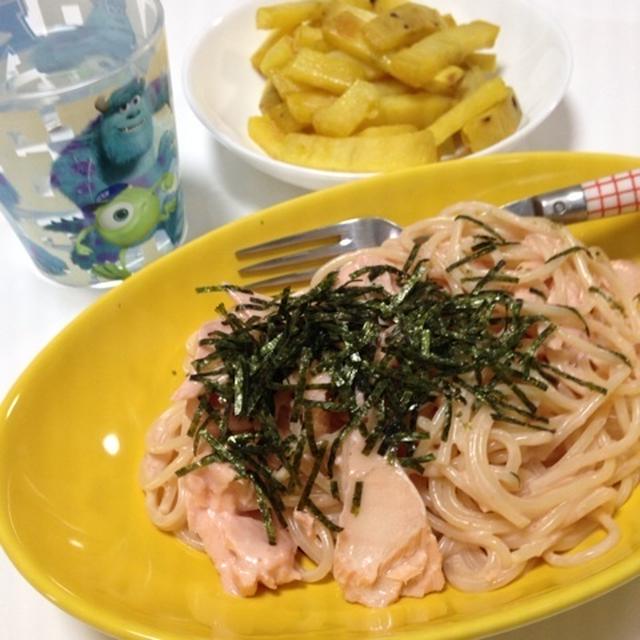 明太マヨソースのパスタ