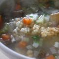 玄米ご飯入り根菜とセロリのスープ