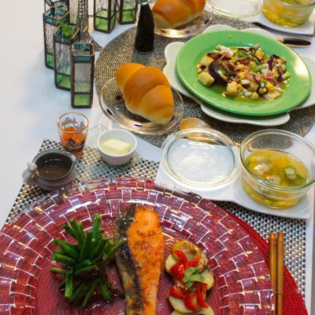 【i-kitchen サーモンの燻煙ソテー★夏インゲンの花束風添え】