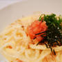 豆乳×白だしで簡単レンジ調理「明太カルボうどん」