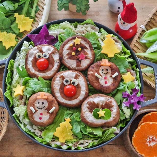 椎茸が大変身！クリスマス「デコ鍋」　