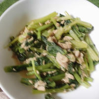 小松菜とツナ缶の和え物｛レシピブログの(缶詰・ビン詰・レトルト食品で作る１０分レシピコンテスト）