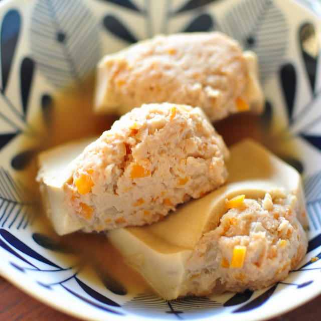 若者も中高年も嬉しいヘルシー高たんぱく肉おかず【高野豆腐の肉詰め煮】と晩ごはん