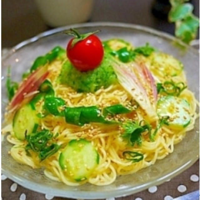 暑い日はさっぱりひんやりピリ辛涼風和風パスタ