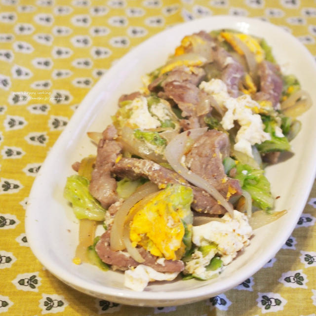 キャベツと豚肉のやすまる炒め