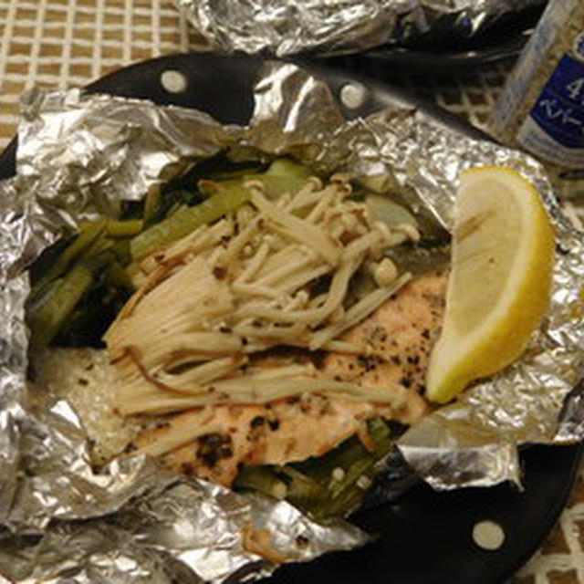 【スパイス大使】　鮭と小松菜のペパーミックス焼き