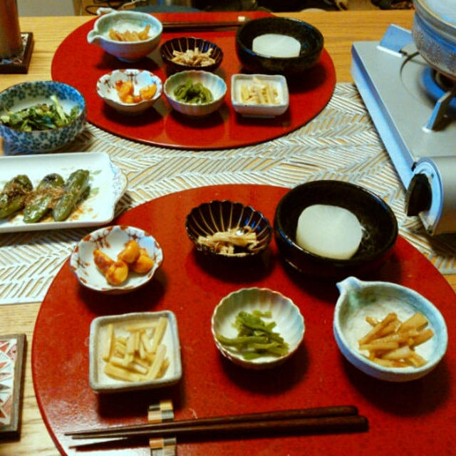 大根で4品の大根祭り（笑）ときのこ湯豆腐鍋で晩酌