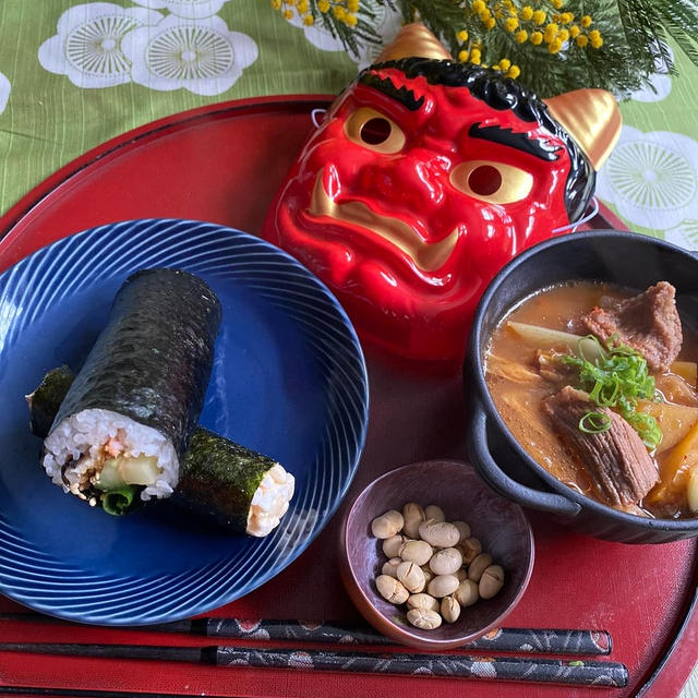 海外であるもので作った恵方巻き❤️