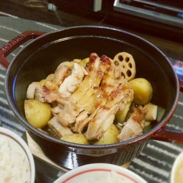 ストウブで【鶏ももと野菜の柚子胡椒焼き】