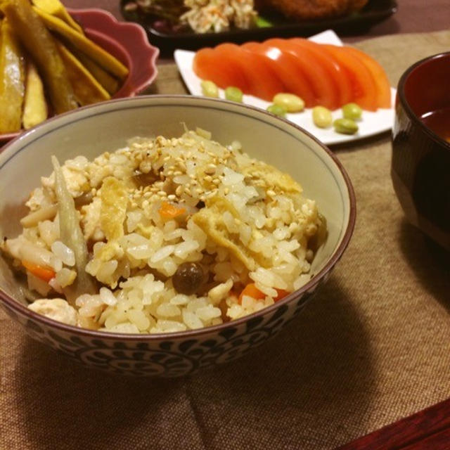 豚バラ大根の煮汁をプラスして♪ほっこり美味しい炊き込みごはん♡