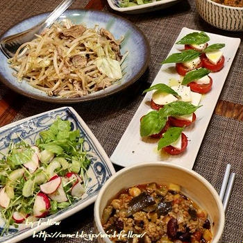 ◆カプレーゼと残り物で簡単おうちごはん♪～ゆるやか糖質制限中♪