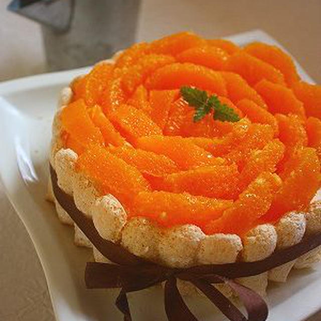 オレンジのレアチーズムースケーキ