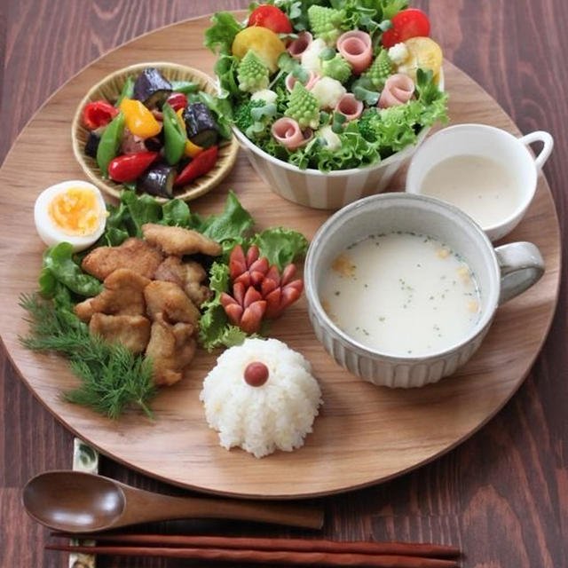 ハーブ＆ソルト唐揚げ ✿ 肉じゃが定食(๑¯﹃¯๑)♪