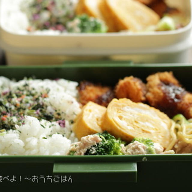 今日は中１男子＆小２男子弁当～チキンカツと塩焼きそば