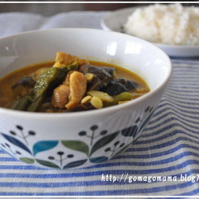 　＊鶏肉とナスの押麦カレー＊