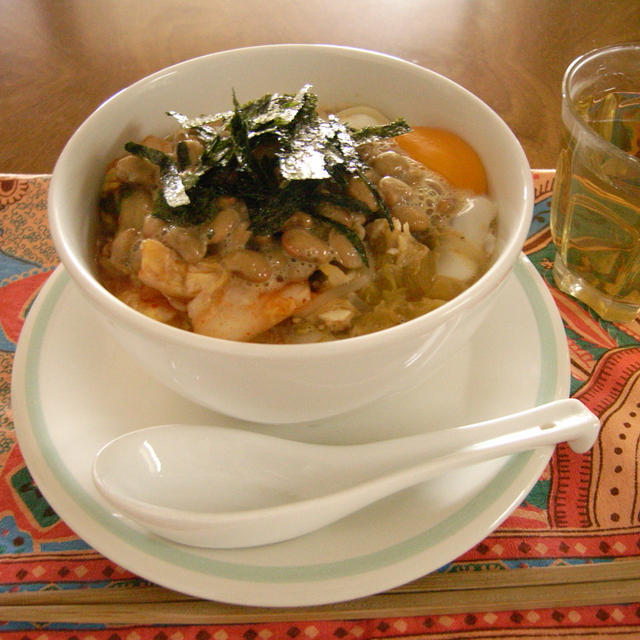 スンドゥブの残りでぶっかけうどん