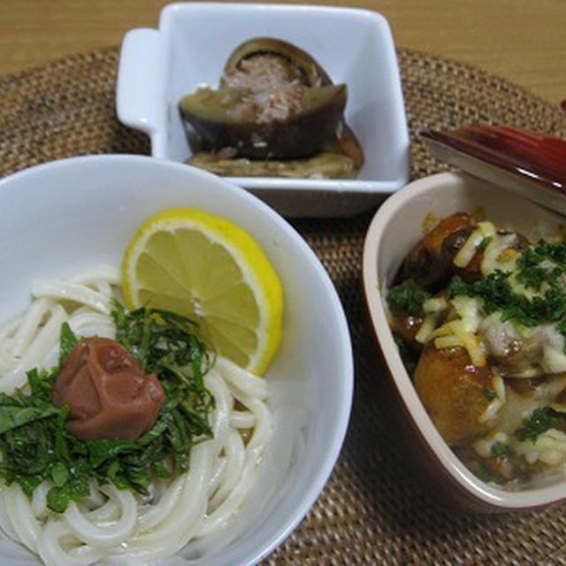 レモンが効いてる！冷やし梅うどん＆オーロラポテトで朝ごはん