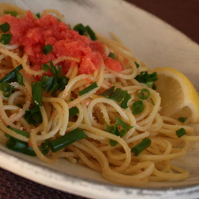 「明太子と九条ネギのパスタ」