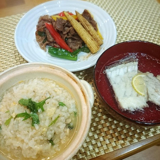 鯛尽くし晩御飯。鯛のうしお汁と鯛雑炊。