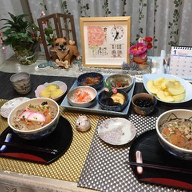 元旦蕎麦と豆餅