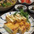 栃尾揚げのネギ味噌はさみと銀杏入りさんまご飯。