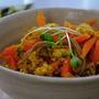 豆腐がホロホロ☆人参の醤油カレー蕎麦
