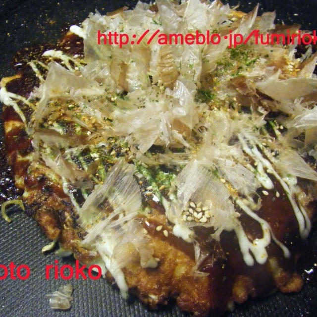 ●納豆チーズの関西風お好み焼●