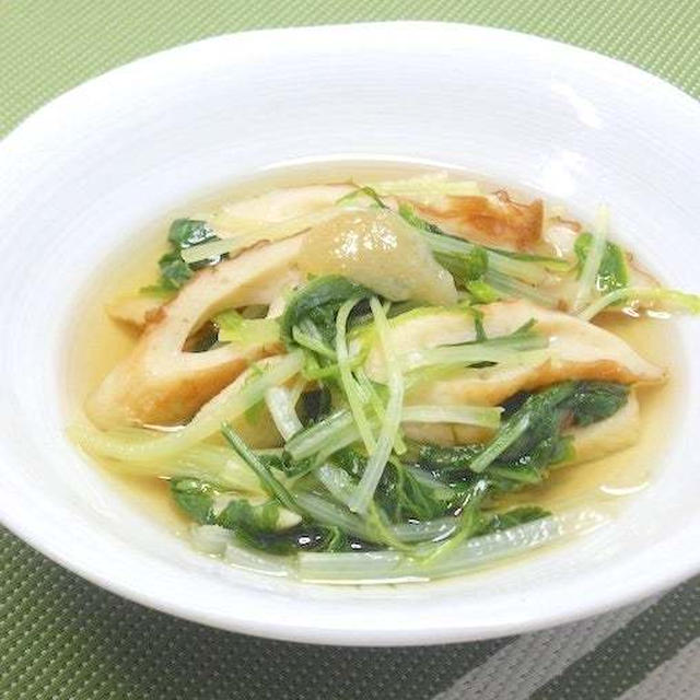 レモンペーストで爽やか〜ちくわと水菜の煮びたし。