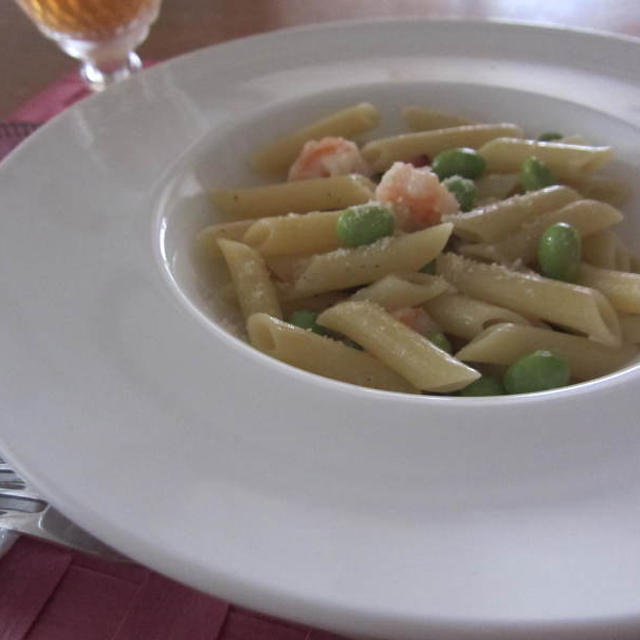 枝豆と海老のクリームパスタ☆