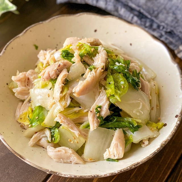 【レンジだけ】白菜と鶏ささみの簡単サラダ