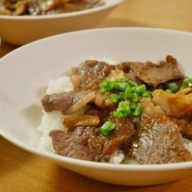 「福島牛（黒毛和牛）＜もも＞」でステーキ丼