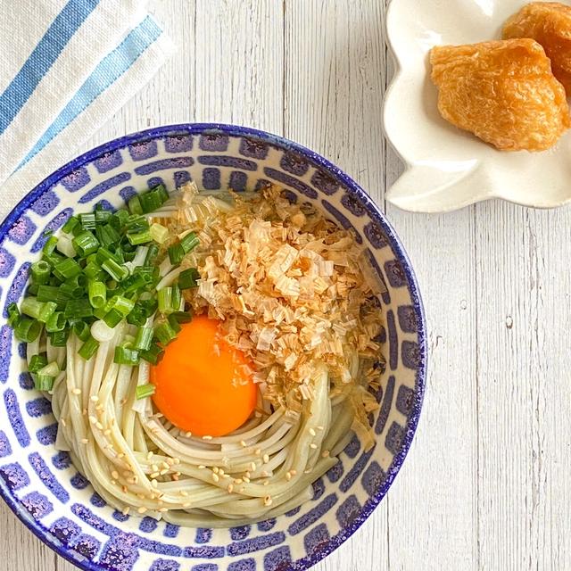 ＊モリンガ麺で釜玉うどん＊