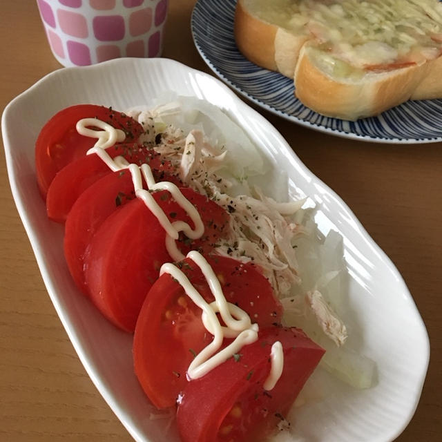 ハムマヨチーズトースト&トマトサラダ
