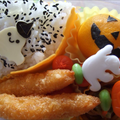 ハロウィン　キャラ弁　2009　チーズと海苔でおばけ　みかんでジャック・オー・ランタン by 妄想グルメさん
