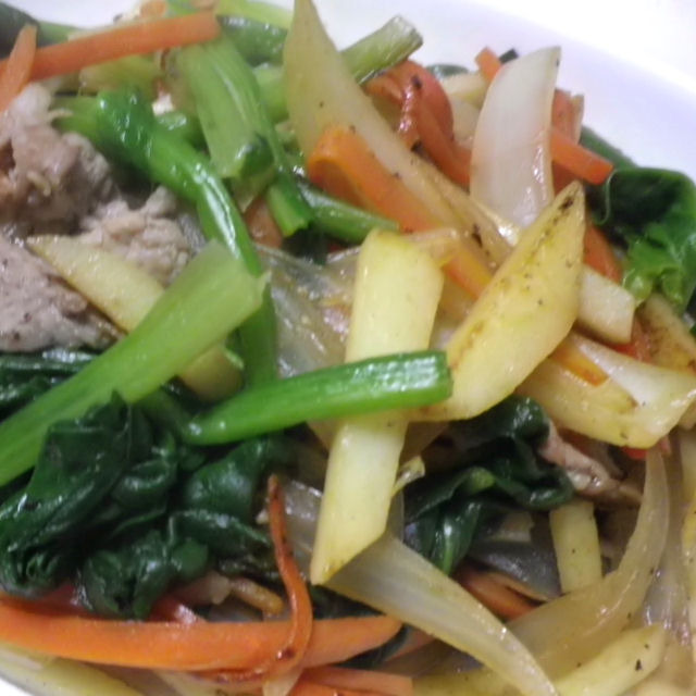野菜炒め（肉入り） - 127円 30分