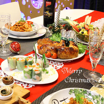 家族でクリスマスパーティ～☆BBQローストチキン