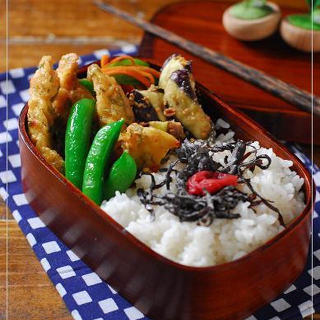 梅と大葉の鶏ささ身フリッター弁当と、ある日の晩御飯。