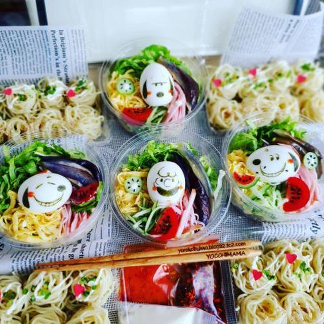 味噌だれ冷やし中華スヌーピー麺弁当♪チャーリーもいるの＾＾
