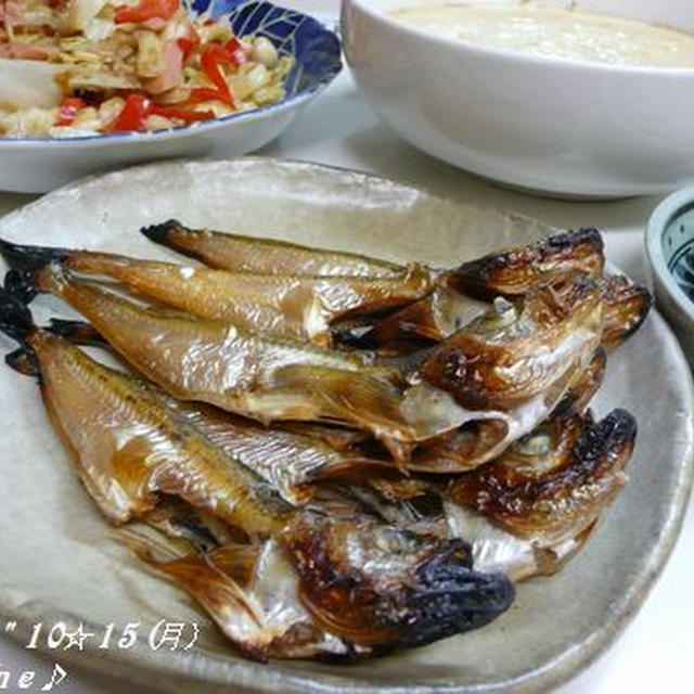 ハタハタ焼き魚＆魚肉ソーゼージ野菜炒め＆焼売＆丼蒸し～夜ご飯♪