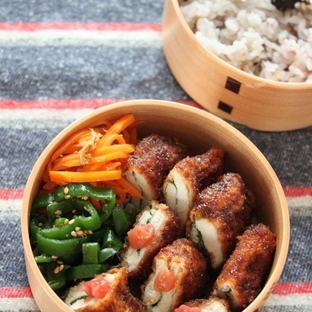 にんじんとピーマンの「野菜のおかずのもと」のお弁当