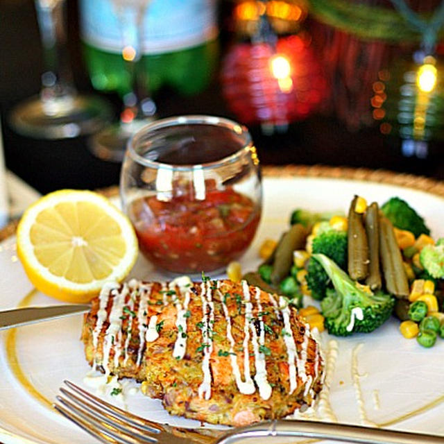 Basil-Scented BBQ Salmon Cake