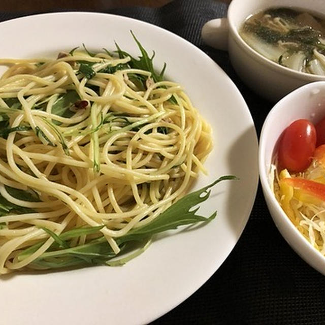 水菜とツナ缶のパスタ＆初めてのお使い